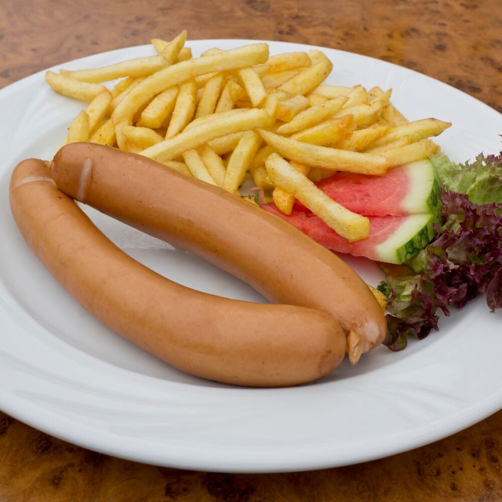 Bockwurst mit Pommes